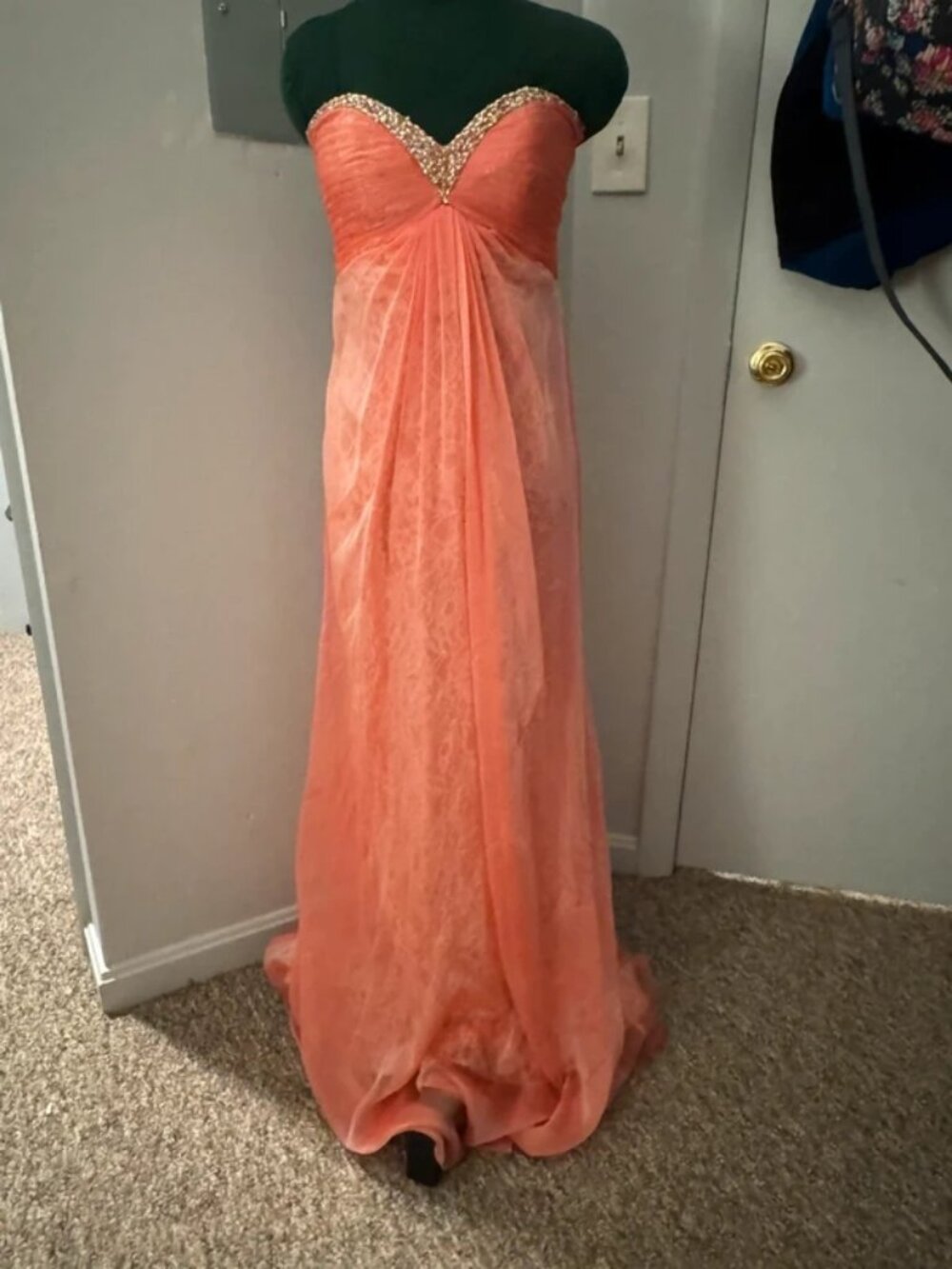 Pink Sleeveless and Backless Floor Length Prom Dress